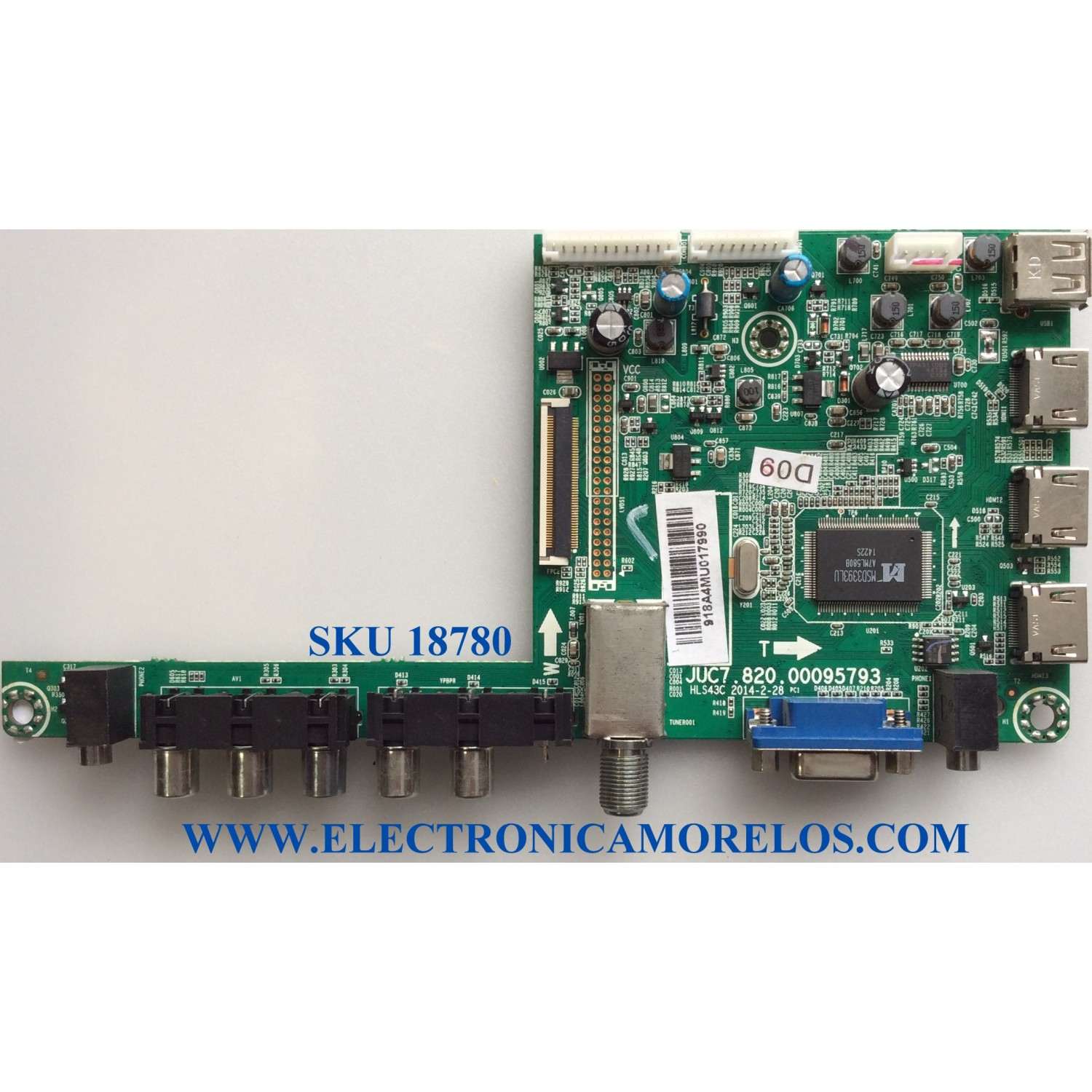 MAIN / CHANGHONG 918A4M / JUC7.820.00095793 / HLS43C / E214887 / PANEL C500F13-E2-L (G1) / MODELO LED50YC2000UA